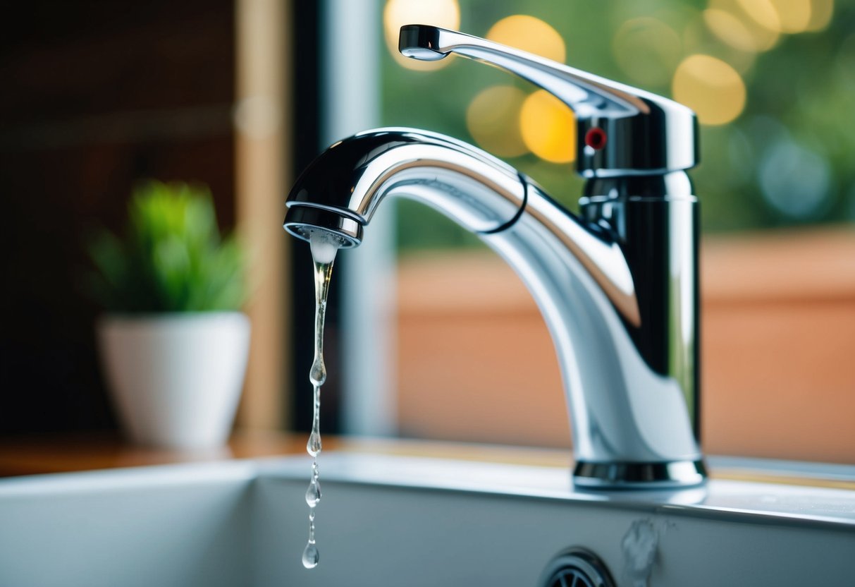 A dripping faucet with a leaking spout