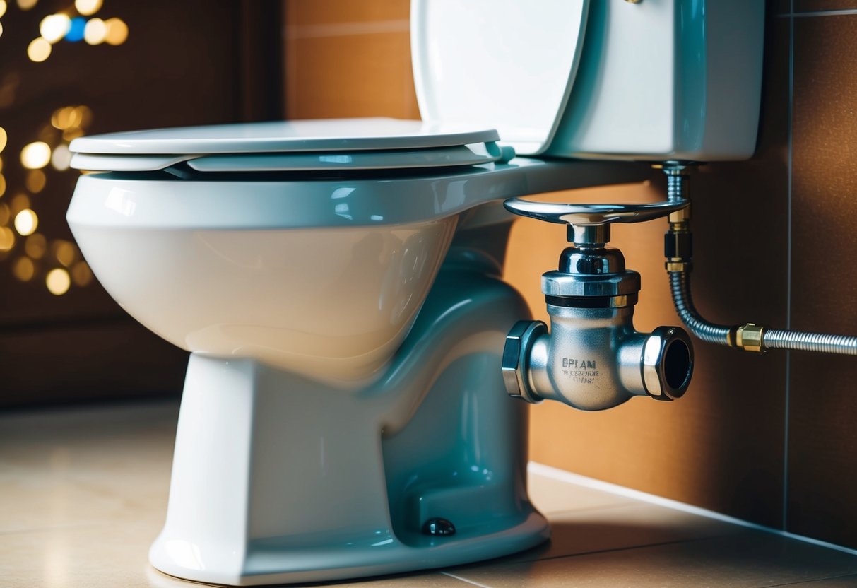 A toilet with a built-in grinder, connected to a non-return valve