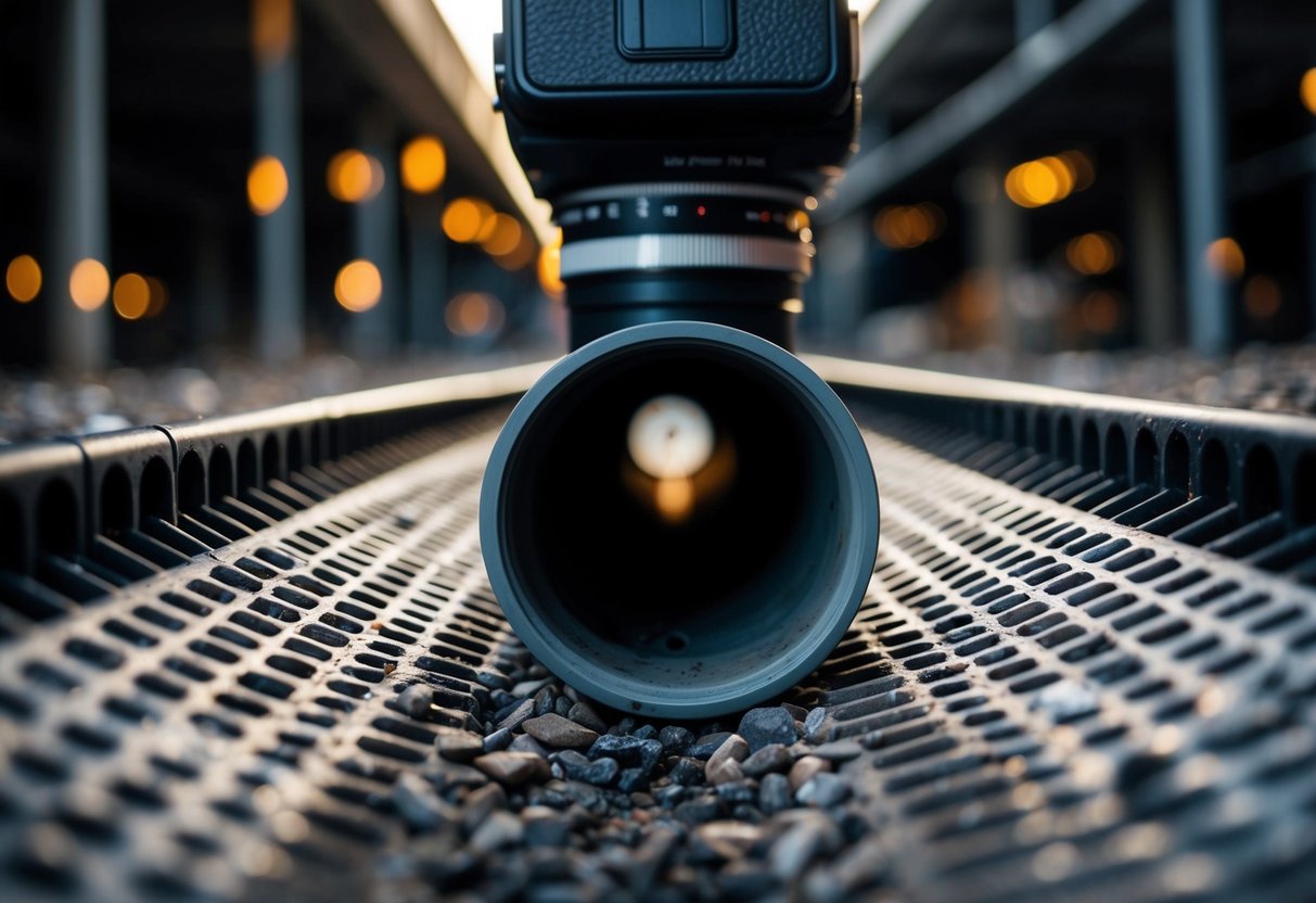 A camera is inspecting a drainage pipe underground