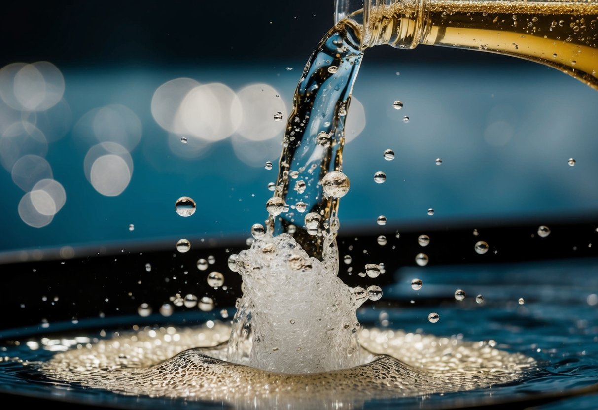 A column of sparkling liquid gushes out after the disgorgement process. Bubbling and foaming, the effervescence creates a mesmerizing sight